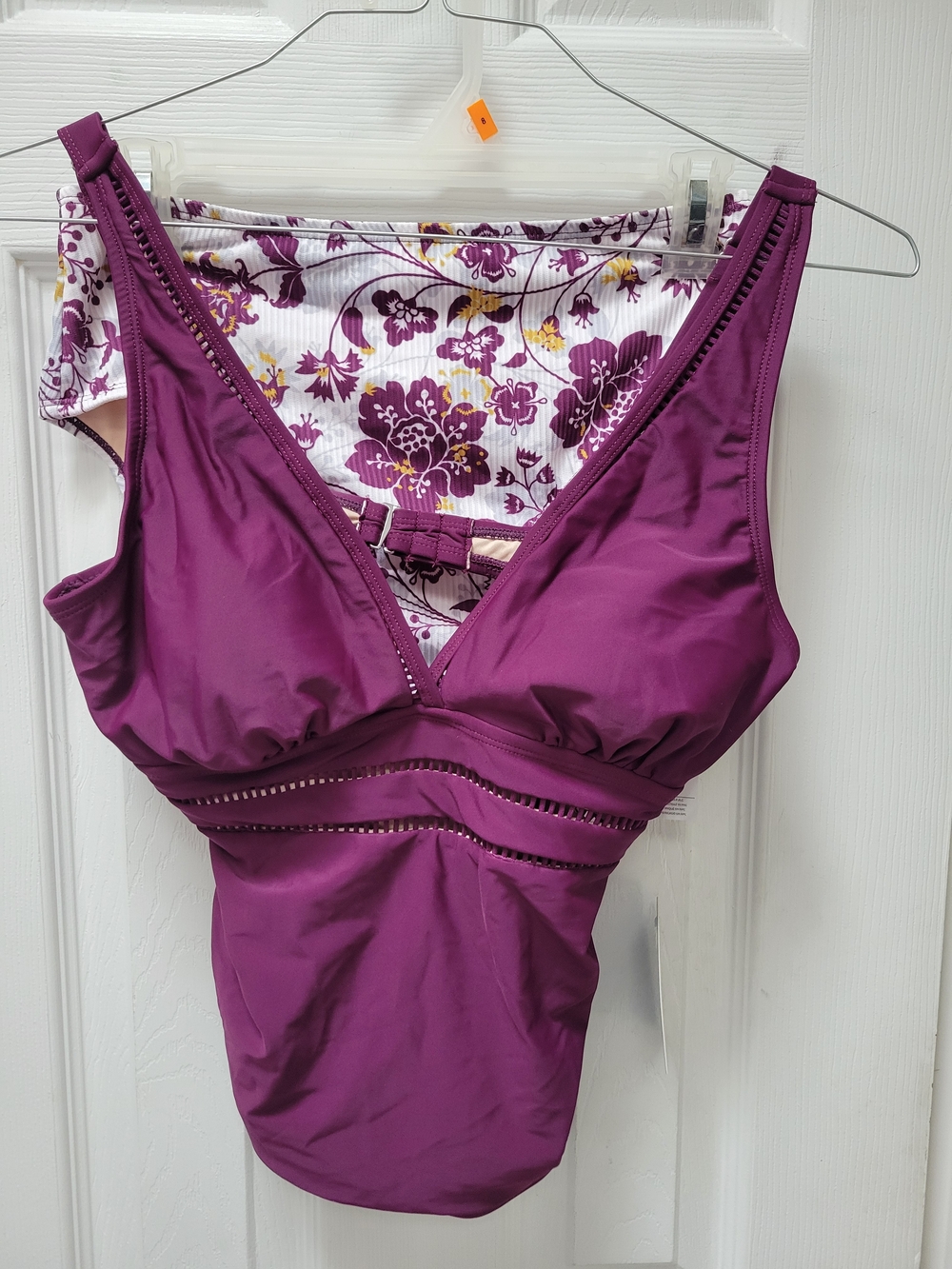 Cupshe Plum Floral Tankini Swim Top - bottoms